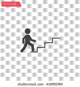 Concept, businessman on stair or steps, metaphor to success, climb, business, rise, achievement, growth, job, career, leadership, education, goal or future