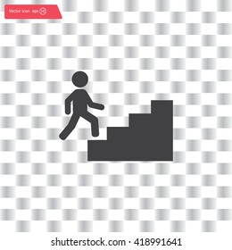 Concept, businessman on stair or steps, metaphor to success, climb, business, rise, achievement, growth, job, career, leadership, education, goal or future