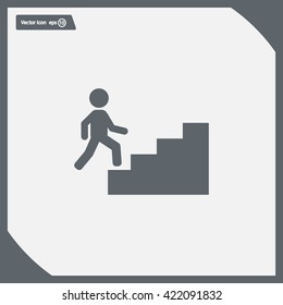Concept, businessman on stair or steps, metaphor to success, climb, business, rise, achievement, growth, job, career, leadership, education, goal or future
