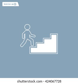 Concept, businessman on stair or steps, metaphor to success, climb, business, rise, achievement, growth, job, career, leadership, education, goal or future
