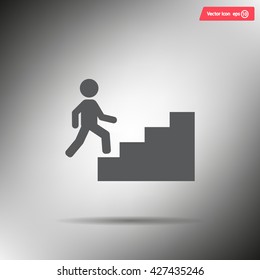 Concept, businessman on stair or steps, metaphor to success, climb, business, rise, achievement, growth, job, career, leadership, education, goal or future