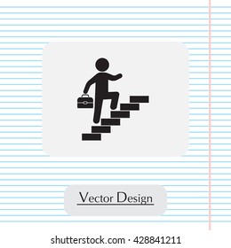 Concept, businessman on stair or steps, metaphor to success, climb, business, rise, achievement, growth, job, career, leadership, education, goal or future

