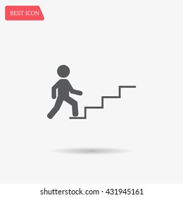 Concept, businessman on stair or steps, metaphor to success, climb, business, rise, achievement, growth, job, career, leadership, education, goal or future