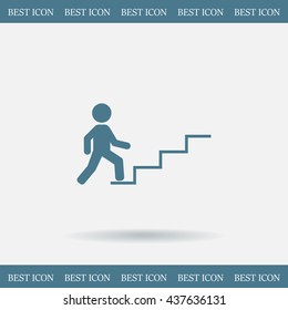 Concept, businessman on stair or steps, metaphor to success, climb, business, rise, achievement, growth, job, career, leadership, education, goal or future