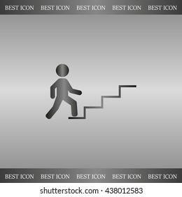 Concept, businessman on stair or steps, metaphor to success, climb, business, rise, achievement, growth, job, career, leadership, education, goal or future