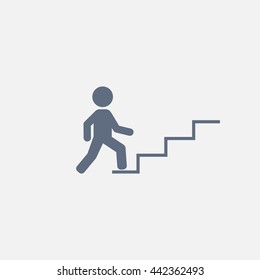Concept, businessman on stair or steps, metaphor to success