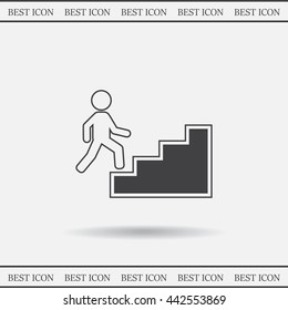 Concept, businessman on stair or steps, metaphor to success, climb, business, rise, achievement, growth, job, career, leadership, education, goal or future