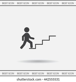 Concept, businessman on stair or steps, metaphor to success, climb, business, rise, achievement, growth, job, career, leadership, education, goal or future