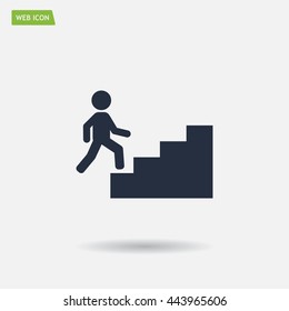 Concept, businessman on stair or steps, metaphor to success, climb, business, rise, achievement, growth, job, career, leadership, education, goal or future