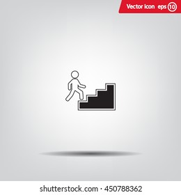 Concept, businessman on stair or steps, metaphor to success, climb, business, rise, achievement, growth, job, career, leadership, education, goal or future
