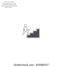 Concept, businessman on stair or steps, metaphor to success, climb, business, rise, achievement, growth, job, career, leadership, education, goal or future