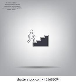 Concept, businessman on stair or steps, metaphor to success, climb, business, rise, achievement, growth, job, career, leadership, education, goal or future