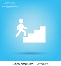 Concept, businessman on stair or steps, metaphor to success, climb, business, rise, achievement, growth, job, career, leadership, education, goal or future