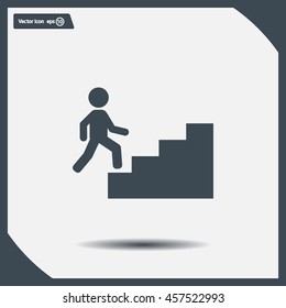 Concept, businessman on stair or steps, metaphor to success, climb, business, rise, achievement, growth, job, career, leadership, education, goal or future