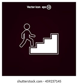 Concept, businessman on stair or steps, metaphor to success, climb, business, rise, achievement, growth, job, career, leadership, education, goal or future
