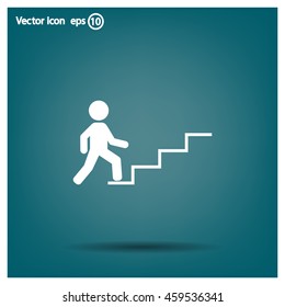 Concept, businessman on stair or steps, metaphor to success, climb, business, rise, achievement, growth, job, career, leadership, education, goal or future