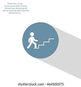 Concept, businessman on stair or steps, metaphor to success, climb, business, rise, achievement, growth, job, career, leadership, education, goal or future
