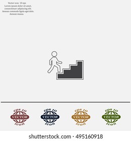 Concept, businessman on stair or steps, metaphor to success, climb, business, rise, achievement, growth, job, career, leadership, education, goal or future
