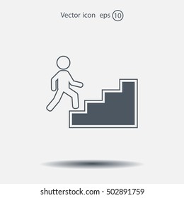 Concept, businessman on stair or steps, metaphor to success, climb, business, rise, achievement, growth, job, career, leadership, education, goal or future