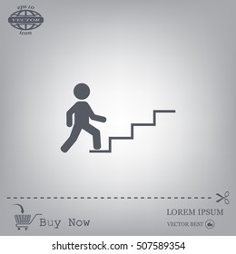 Concept, businessman on stair or steps, metaphor to success, climb, business, rise, achievement, growth, job, career, leadership, education, goal or future