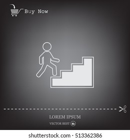 Concept, businessman on stair or steps, metaphor to success, climb, business, rise, achievement, growth, job, career, leadership, education, goal or future