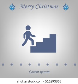Concept, businessman on stair or steps, metaphor to success, climb, business, rise, achievement, growth, job, career, leadership, education, goal or future