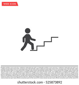 Concept, businessman on stair or steps, metaphor to success, climb, business, rise, achievement, growth, job, career, leadership, education, goal or future