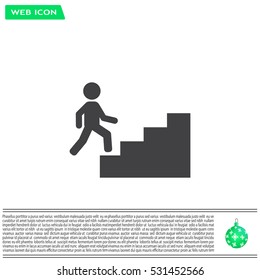 Concept, businessman on stair or steps, metaphor to success, climb, business, rise, achievement, growth, job, career, leadership, education, goal or future