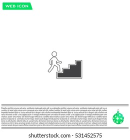 Concept, businessman on stair or steps, metaphor to success, climb, business, rise, achievement, growth, job, career, leadership, education, goal or future
