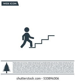 Concept, businessman on stair or steps, metaphor to success, climb, business, rise, achievement, growth, job, career, leadership, education, goal or future