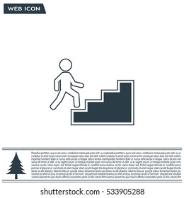 Concept, businessman on stair or steps, metaphor to success, climb, business, rise, achievement, growth, job, career, leadership, education, goal or future