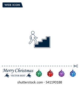 Concept, businessman on stair or steps, metaphor to success, climb, business, rise, achievement, growth, job, career, leadership, education, goal or future