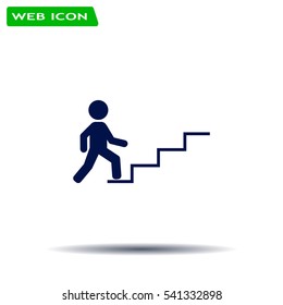 Concept, businessman on stair or steps, metaphor to success, climb, business, rise, achievement, growth, job, career, leadership, education, goal or future