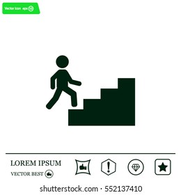 Concept, businessman on stair or steps, metaphor to success, climb, business, rise, achievement, growth, job, career, leadership, education, goal or future