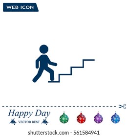 Concept, businessman on stair or steps, metaphor to success, climb, business, rise, achievement, growth, job, career, leadership, education, goal or future