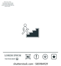 Concept, businessman on stair or steps, metaphor to success, climb, business, rise, achievement, growth, job, career, leadership, education, goal or future