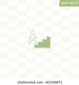 Concept, businessman on stair or steps, metaphor to success, climb, business, rise, achievement, growth, job, career, leadership, education, goal or future