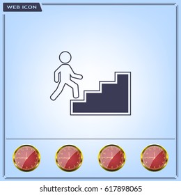 Concept, businessman on stair or steps, metaphor to success, climb, business, rise, achievement, growth, job, career, leadership, education, goal or future