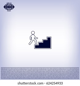 Concept, businessman on stair or steps, metaphor to success, climb, business, rise, achievement, growth, job, career, leadership, education, goal or future