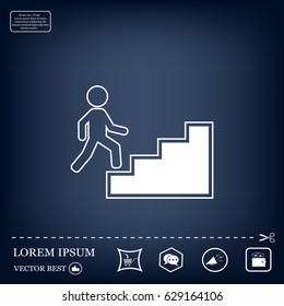 Concept, businessman on stair or steps, metaphor to success, climb, business, rise, achievement, growth, job, career, leadership, education, goal or future