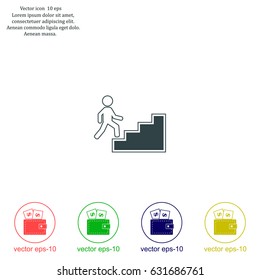 Concept, businessman on stair or steps, metaphor to success, climb, business, rise, achievement, growth, job, career, leadership, education, goal or future