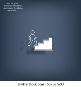 Concept, businessman on stair or steps, metaphor to success, climb, business, rise, achievement, growth, job, career, leadership, education, goal or future