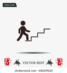 Concept, businessman on stair or steps, metaphor to success, climb, business, rise, achievement, growth, job, career, leadership, education, goal or future