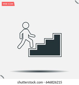 Concept, businessman on stair or steps, metaphor to success, climb, business, rise, achievement, growth, job, career, leadership, education, goal or future