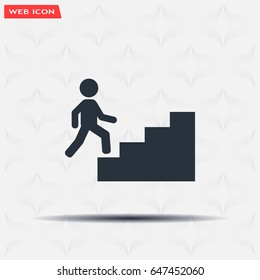 Concept, businessman on stair or steps, metaphor to success, climb, business, rise, achievement, growth, job, career, leadership, education, goal or future