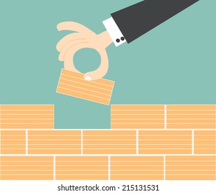 Concept of businessman that builds a new business 