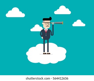 Concept of businessman that look for the future.