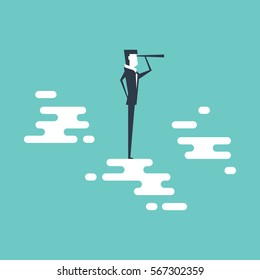 Concept of businessman that look for the future.