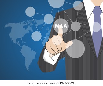 Concept Businessman Touching on Touch Screen,acquisition strategy,vector