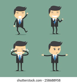 Concept of businessman worker expressing feeling and emotion.